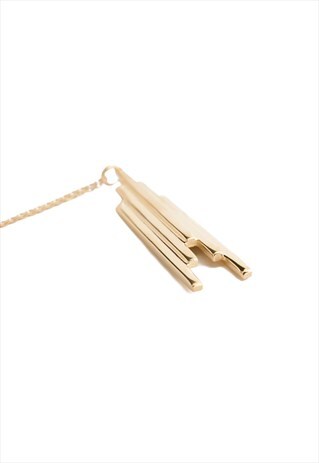 GOLD ART DECO GEOMETRIC STACK NECKLACE LONG
