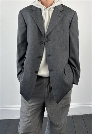 VALENTINO BLAZER VINTAGE VIRGIN WOOL GREY JACKET UOMO 44R