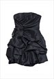 Vintage bubble mini ruched dress in black