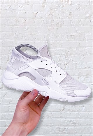 VINTAGE NIKE AIR HUARACHE RUN ULTRA GS TRIPLE WHITE UK 5.5