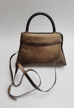 Vintage Dark Brass and Black Leather Shoulder bag
