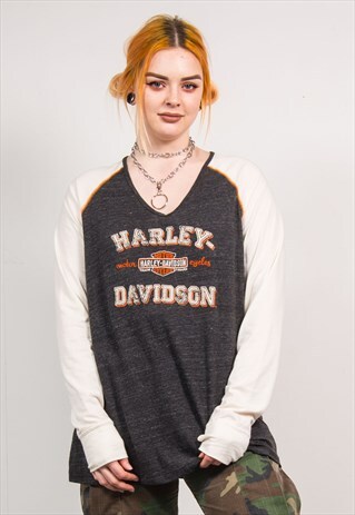 HARLEY-DAVIDSON GREY BASEBALL T-SHIRT