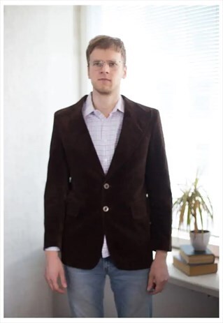 VINTAGE 80'S CORDUROY BLAZER IN BROWN