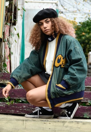 INCREDIBLE GREEN OLD SCHOOL PREPPY VARSITY JACKET