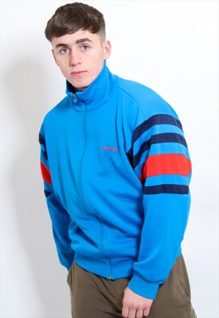 VINTAGE ADIDAS LOGO SHELL JACKET IN BLUE XL