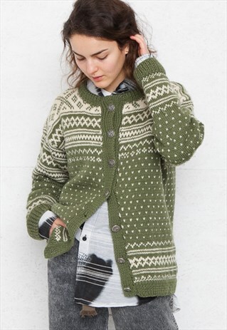 VINTAGE GREEN KNIT CARDIGAN