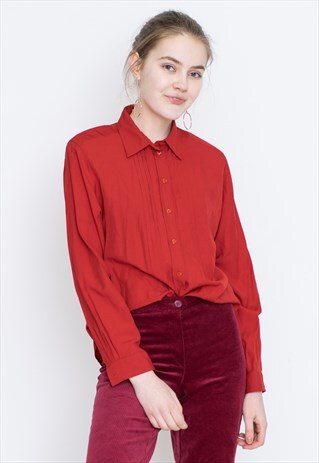VINTAGE RED LONG SLEEVE RETRO SHIRT