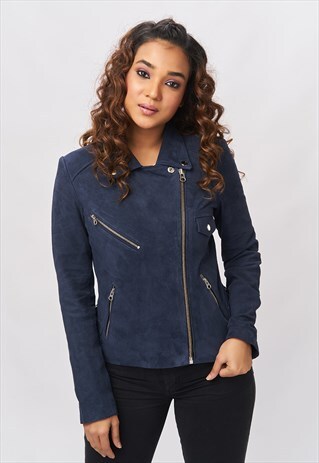 'DANA' GENUINE SUEDE JACKET - MIDNIGHT