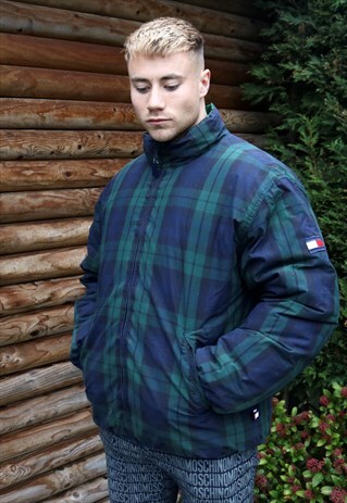 NAVY AND GREEN REVERSIBLE TOMMY HILFIGER PUFFER JACKET
