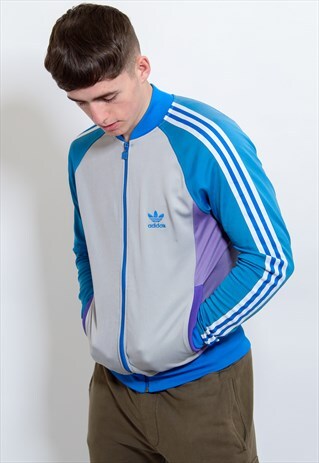 VINTAGE ADIDAS JACKET IN GREY LARGE