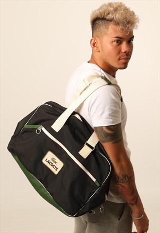 VINTAGE LACOSTE EMBROIDERED LOGO HOLDALL BAG