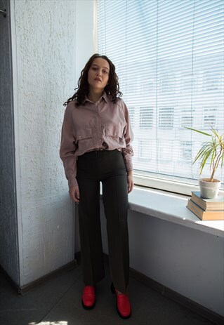 VINTAGE 80'S KHAKI STRETCHY TROUSERS