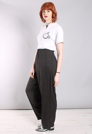 VINTAGE 80S FLORAL PATTERNED HIGH WAISTED CULOTTE TROUSERS