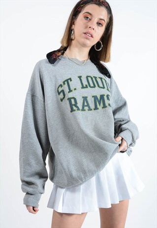 VINTAGE NFL OVERSIZED SWEATSHIRT GREY WITH GRAPHIC PRINT