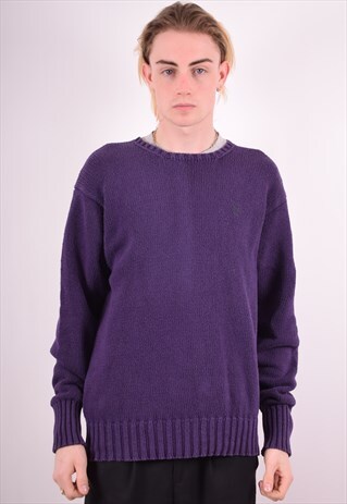 RALPH LAUREN MENS VINTAGE JUMPER SWEATER LARGE PURPLE 90S