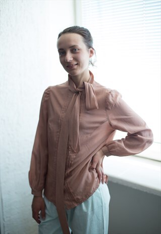 VINTAGE 60'S LIGHT BROWN DOTTED SHIRT