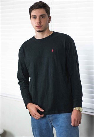 VINTAGE POLO RALPH LAUREN T-SHIRT LOGO 90S M 9.7