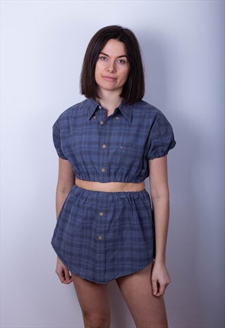 TOMMY HILFIGER REWORKED TWO PIECE CROP SHIRT AND SKIRT