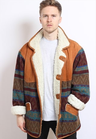 VINTAGE AZTEC FLEECE LINED JACKET