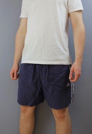 VINTAGE ADIDAS SHORTS IN NAVY WITH EMBROIDERED LOGO, POCKETS