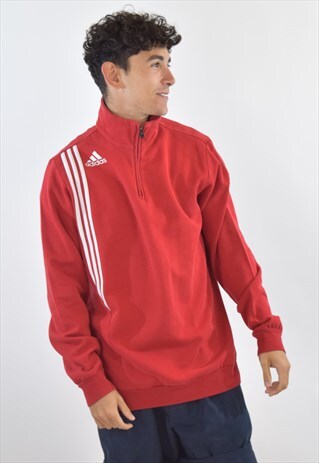 VINTAGE 90S RED ADIDAS ZIP UP SWEATSHIRT