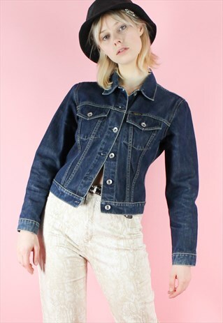VINTAGE 90S DENIM JACKET PEPE JEANS DARK BLUE CROPPED