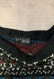 VINTAGE KNITTED JUMPER ABSTRACT PATTERNED KNIT SWEATER