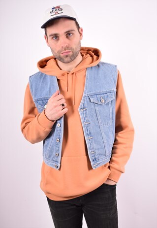 MENS VINTAGE DENIM GILET MEDIUM BLUE 90'S