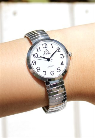 Ladies Mini Silver Watch on Expander Strap