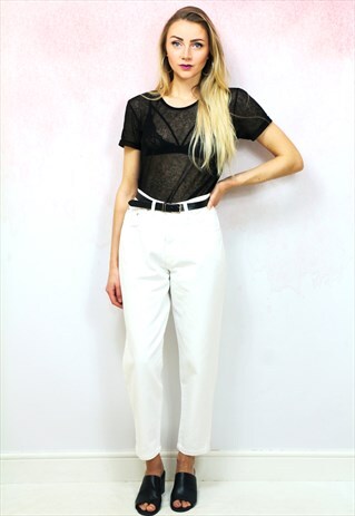 1990S VINTAGE WHITE HIGH WAIST MOM JEANS