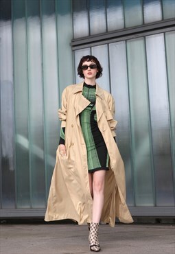 Vintage 90s Oversize Double Breasted  Light Trench Maxi Coat