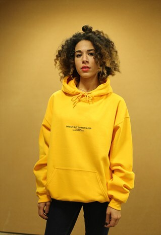 OVERSIZED GOLD HOODIE WITH UK BORN WORLDWIDE WORN PRINT 90S