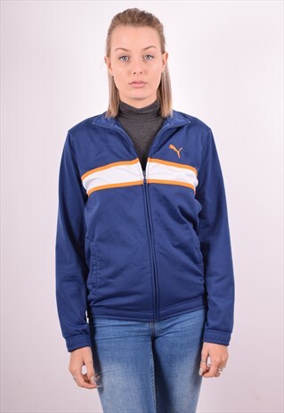 PUMA WOMENS VINTAGE TRACKSUIT TOP JACKET MEDIUM BLUE 90S