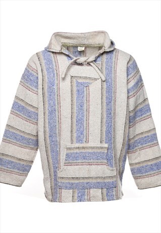 VINTAGE STRIPED OFF-WHITE & LILAC HOODIE - L