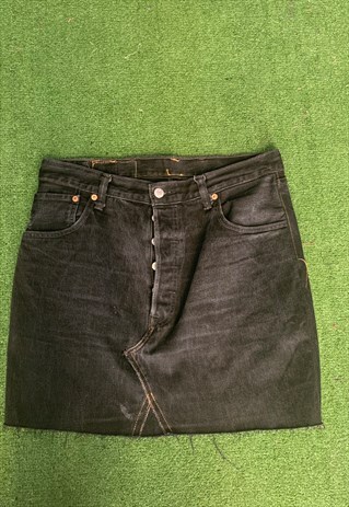 VINTAGE LEVI'S 1990 MINI SKIRT IN BLACK CUT OUT