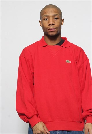 VINTAGE LACOSTE COLLARED SWEATSHIRT RED
