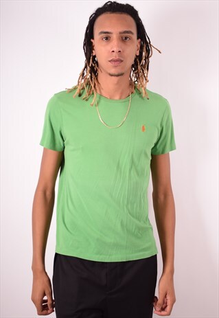 POLO RALPH LAUREN MENS VINTAGE T-SHIRT TOP MEDIUM GREEN 90S