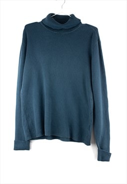 Vintage Turtleneck Tommy Hilfiger Jumper in Blue L