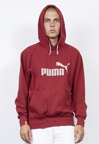 VINTAGE 90'S PUMA DARK RED HOODIE