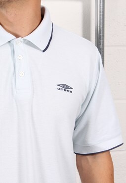 Vintage Umbro Polo Shirt in Blue Short Sleeve Tee Medium