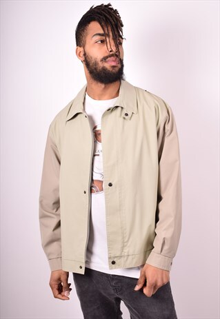 MENS VINTAGE HARRINGTON JACKET LARGE KHAKI 90S