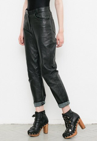 BLACK FAUX LEATHER PANTS