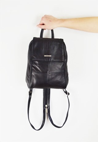 BLACK LEATHER RUCKSACK BAG