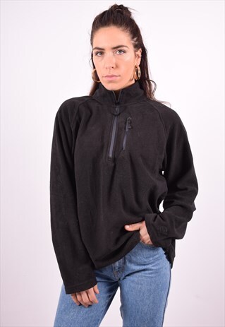 STARTER WOMENS VINTAGE FLEECE JUMPER SMALL BLACK 90'S OVERSI