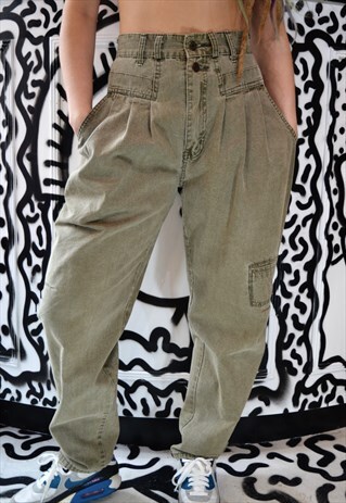 KHAKI GREEN HIGH WAISTED GITANO JEANS