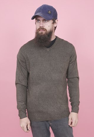 VINTAGE DOCKERS GREEN V-NECK JUMPER /R14180