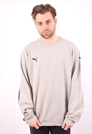 PUMA MENS VINTAGE SWEATSHIRT JUMPER XXL GREY 90'S
