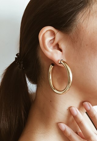VINTAGE GOLD EARRINGS STUD MINIMALIST DANGLING BIG HOOPS