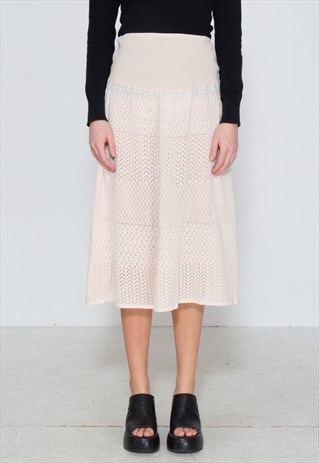 VINTAGE LIGHT PINK KNIT MIDI SKIRT