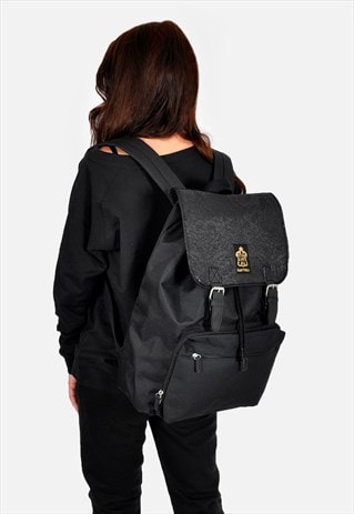 ORNATE EMBOSSED PANEL LAPTOP BACKPACK